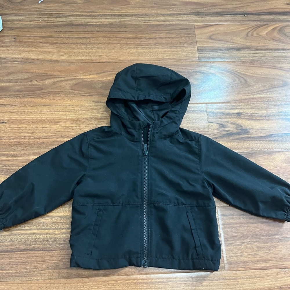 Kids Black Hooded Rain Jacket